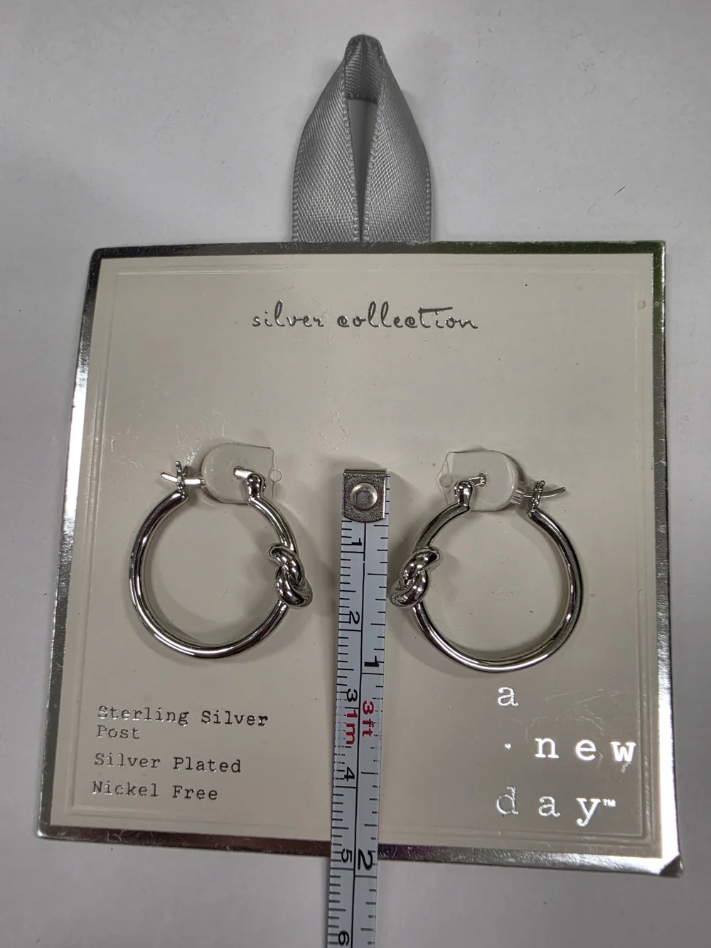 a new day Silver Knot Detail Hoop Earrings Sterling Silver Post